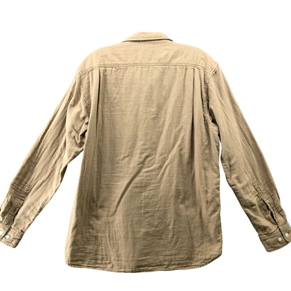 Muji Soft Double Cloth Shirt Mens M Tan Long Sleeve Button Up Pocket Front - Picture 2 of 8